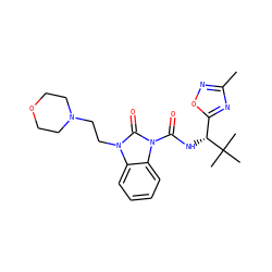 Cc1noc([C@@H](NC(=O)n2c(=O)n(CCN3CCOCC3)c3ccccc32)C(C)(C)C)n1 ZINC000040954017
