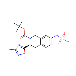 Cc1noc([C@@H]2Cc3ccc(NS(=O)(=O)O)cc3CN2C(=O)OC(C)(C)C)n1 ZINC000014952715
