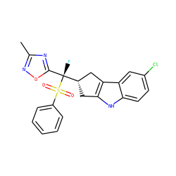 Cc1noc([C@](F)([C@H]2Cc3[nH]c4ccc(Cl)cc4c3C2)S(=O)(=O)c2ccccc2)n1 ZINC000040866595