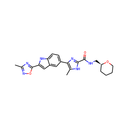 Cc1noc(-c2cc3cc(-c4nc(C(=O)NC[C@@H]5CCCCO5)[nH]c4C)ccc3[nH]2)n1 ZINC000115833849