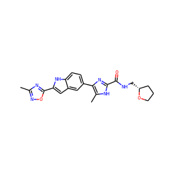 Cc1noc(-c2cc3cc(-c4nc(C(=O)NC[C@@H]5CCCO5)[nH]c4C)ccc3[nH]2)n1 ZINC000115832706