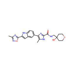 Cc1noc(-c2cc3cc(-c4nc(C(=O)NCC5(O)CCOCC5)[nH]c4C)ccc3[nH]2)n1 ZINC000115834449