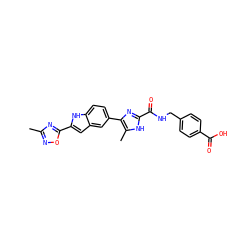 Cc1noc(-c2cc3cc(-c4nc(C(=O)NCc5ccc(C(=O)O)cc5)[nH]c4C)ccc3[nH]2)n1 ZINC000068205675