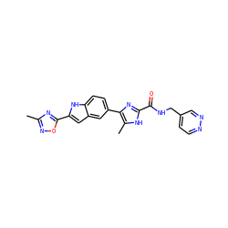 Cc1noc(-c2cc3cc(-c4nc(C(=O)NCc5ccnnc5)[nH]c4C)ccc3[nH]2)n1 ZINC000115832004