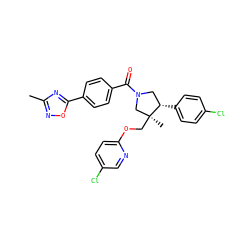 Cc1noc(-c2ccc(C(=O)N3C[C@H](c4ccc(Cl)cc4)[C@@](C)(COc4ccc(Cl)cn4)C3)cc2)n1 ZINC000096170433