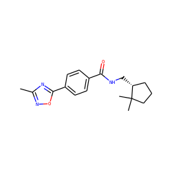 Cc1noc(-c2ccc(C(=O)NC[C@@H]3CCCC3(C)C)cc2)n1 ZINC000013864688