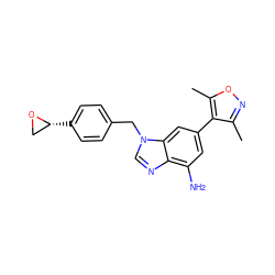 Cc1noc(C)c1-c1cc(N)c2ncn(Cc3ccc([C@@H]4CO4)cc3)c2c1 ZINC001772768866