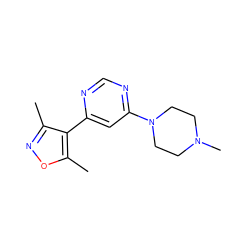 Cc1noc(C)c1-c1cc(N2CCN(C)CC2)ncn1 ZINC000004265679