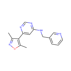 Cc1noc(C)c1-c1cc(NCc2cccnc2)ncn1 ZINC000004258405
