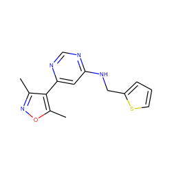 Cc1noc(C)c1-c1cc(NCc2cccs2)ncn1 ZINC000004266744
