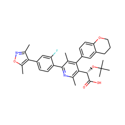 Cc1noc(C)c1-c1ccc(-c2nc(C)c([C@H](OC(C)(C)C)C(=O)O)c(-c3ccc4c(c3)CCCO4)c2C)c(F)c1 ZINC000169352749