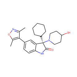 Cc1noc(C)c1-c1ccc2c(c1)[C@@](C1CCCCC1)(N1CCC(O)CC1)C(=O)N2 ZINC000219361749