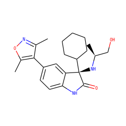 Cc1noc(C)c1-c1ccc2c(c1)[C@](N[C@@H](C)CO)(C1CCCCC1)C(=O)N2 ZINC000219270831