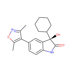 Cc1noc(C)c1-c1ccc2c(c1)[C@](O)(C1CCCCC1)C(=O)N2 ZINC000220520729