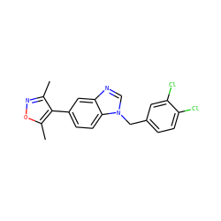 Cc1noc(C)c1-c1ccc2c(c1)ncn2Cc1ccc(Cl)c(Cl)c1 ZINC000169322619