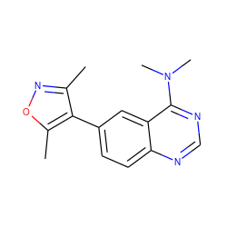 Cc1noc(C)c1-c1ccc2ncnc(N(C)C)c2c1 ZINC000004239276