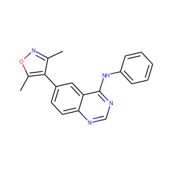 Cc1noc(C)c1-c1ccc2ncnc(Nc3ccccc3)c2c1 ZINC000004258384