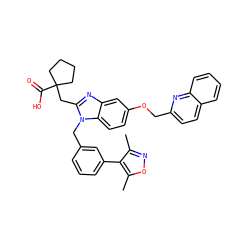 Cc1noc(C)c1-c1cccc(Cn2c(CC3(C(=O)O)CCCC3)nc3cc(OCc4ccc5ccccc5n4)ccc32)c1 ZINC000217363683