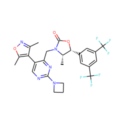Cc1noc(C)c1-c1cnc(N2CCC2)nc1CN1C(=O)O[C@H](c2cc(C(F)(F)F)cc(C(F)(F)F)c2)[C@@H]1C ZINC000205714642