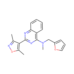 Cc1noc(C)c1-c1nc(N(C)Cc2ccco2)c2ccccc2n1 ZINC000004264514