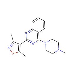 Cc1noc(C)c1-c1nc(N2CCN(C)CC2)c2ccccc2n1 ZINC000004265756
