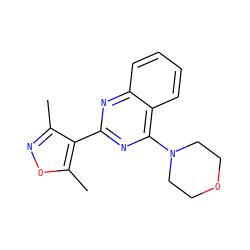Cc1noc(C)c1-c1nc(N2CCOCC2)c2ccccc2n1 ZINC000004268387