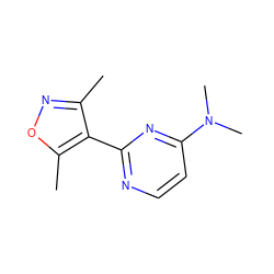 Cc1noc(C)c1-c1nccc(N(C)C)n1 ZINC000004266484