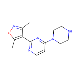Cc1noc(C)c1-c1nccc(N2CCNCC2)n1 ZINC000004268399