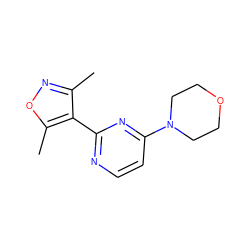 Cc1noc(C)c1-c1nccc(N2CCOCC2)n1 ZINC000004265861