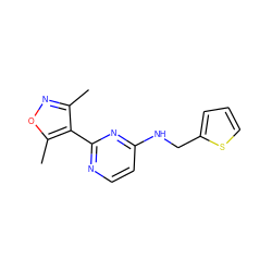 Cc1noc(C)c1-c1nccc(NCc2cccs2)n1 ZINC000004266294