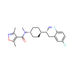 Cc1noc(C)c1C(=O)N(C)[C@H]1CC[C@H]([C@H](N)Cc2cc(F)ccc2F)CC1 ZINC000254016131