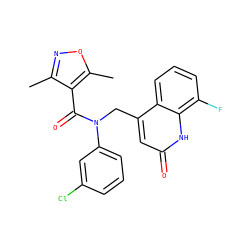 Cc1noc(C)c1C(=O)N(Cc1cc(=O)[nH]c2c(F)cccc12)c1cccc(Cl)c1 ZINC000045505730