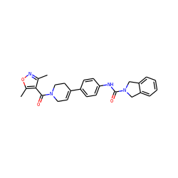 Cc1noc(C)c1C(=O)N1CC=C(c2ccc(NC(=O)N3Cc4ccccc4C3)cc2)CC1 ZINC000166581954