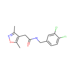Cc1noc(C)c1CC(=O)NCc1ccc(Cl)c(Cl)c1 ZINC000043177530