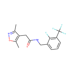 Cc1noc(C)c1CC(=O)NCc1cccc(C(F)(F)F)c1F ZINC000084689689