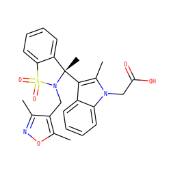 Cc1noc(C)c1CN1[C@@](C)(c2c(C)n(CC(=O)O)c3ccccc23)c2ccccc2S1(=O)=O ZINC000035922141