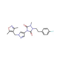 Cc1noc(C)c1Cn1cc(-n2c(=O)n(C)n(CCc3ccc(F)cc3)c2=O)cn1 ZINC000115731414