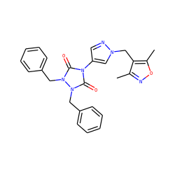 Cc1noc(C)c1Cn1cc(-n2c(=O)n(Cc3ccccc3)n(Cc3ccccc3)c2=O)cn1 ZINC000115730794