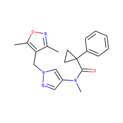 Cc1noc(C)c1Cn1cc(N(C)C(=O)C2(c3ccccc3)CC2)cn1 ZINC000115731824