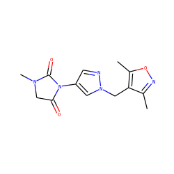 Cc1noc(C)c1Cn1cc(N2C(=O)CN(C)C2=O)cn1 ZINC000115730394