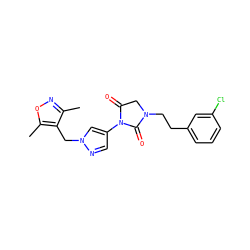 Cc1noc(C)c1Cn1cc(N2C(=O)CN(CCc3cccc(Cl)c3)C2=O)cn1 ZINC000115732340