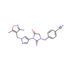 Cc1noc(C)c1Cn1cc(N2C(=O)CN(Cc3ccc(C#N)cc3)C2=O)cn1 ZINC000115733130