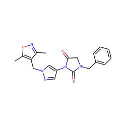 Cc1noc(C)c1Cn1cc(N2C(=O)CN(Cc3ccccc3)C2=O)cn1 ZINC000115730526