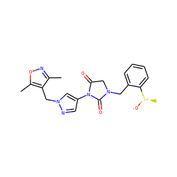 Cc1noc(C)c1Cn1cc(N2C(=O)CN(Cc3ccccc3[S@@+](C)[O-])C2=O)cn1 ZINC000115733957