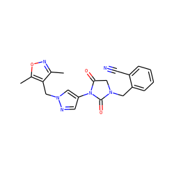 Cc1noc(C)c1Cn1cc(N2C(=O)CN(Cc3ccccc3C#N)C2=O)cn1 ZINC000115731418