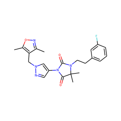 Cc1noc(C)c1Cn1cc(N2C(=O)N(CCc3cccc(F)c3)C(C)(C)C2=O)cn1 ZINC000116674937