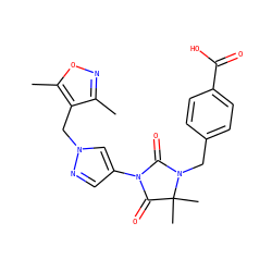 Cc1noc(C)c1Cn1cc(N2C(=O)N(Cc3ccc(C(=O)O)cc3)C(C)(C)C2=O)cn1 ZINC000116676497