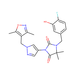 Cc1noc(C)c1Cn1cc(N2C(=O)N(Cc3ccc(F)c(O)c3)C(C)(C)C2=O)cn1 ZINC000115732884