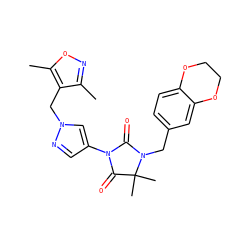 Cc1noc(C)c1Cn1cc(N2C(=O)N(Cc3ccc4c(c3)OCCO4)C(C)(C)C2=O)cn1 ZINC000116673836