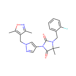 Cc1noc(C)c1Cn1cc(N2C(=O)N(Cc3ccccc3F)C(C)(C)C2=O)cn1 ZINC000116673803